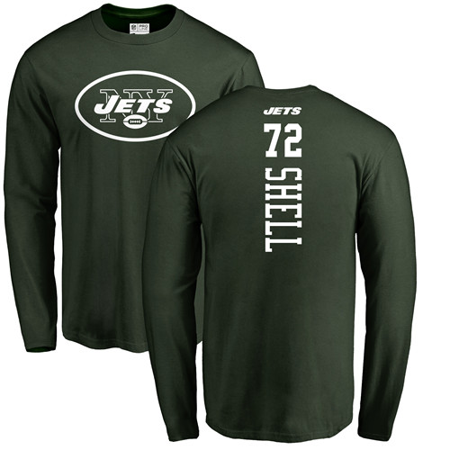 New York Jets Men Green Brandon Shell Backer NFL Football #72 Long Sleeve T Shirt->new york jets->NFL Jersey